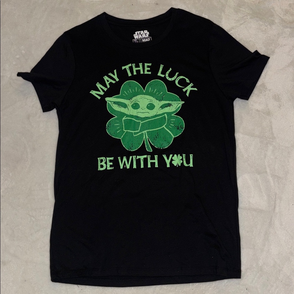 Star Wars Shamrock St Patricks Tee Shirt May the Force Be With You Men’s Medium